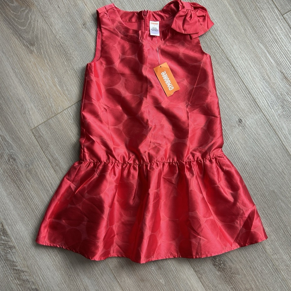 NWT Gymboree 2014 Play By Heart 7‎ Coral Polka Dot One Shoulder Bow Dress